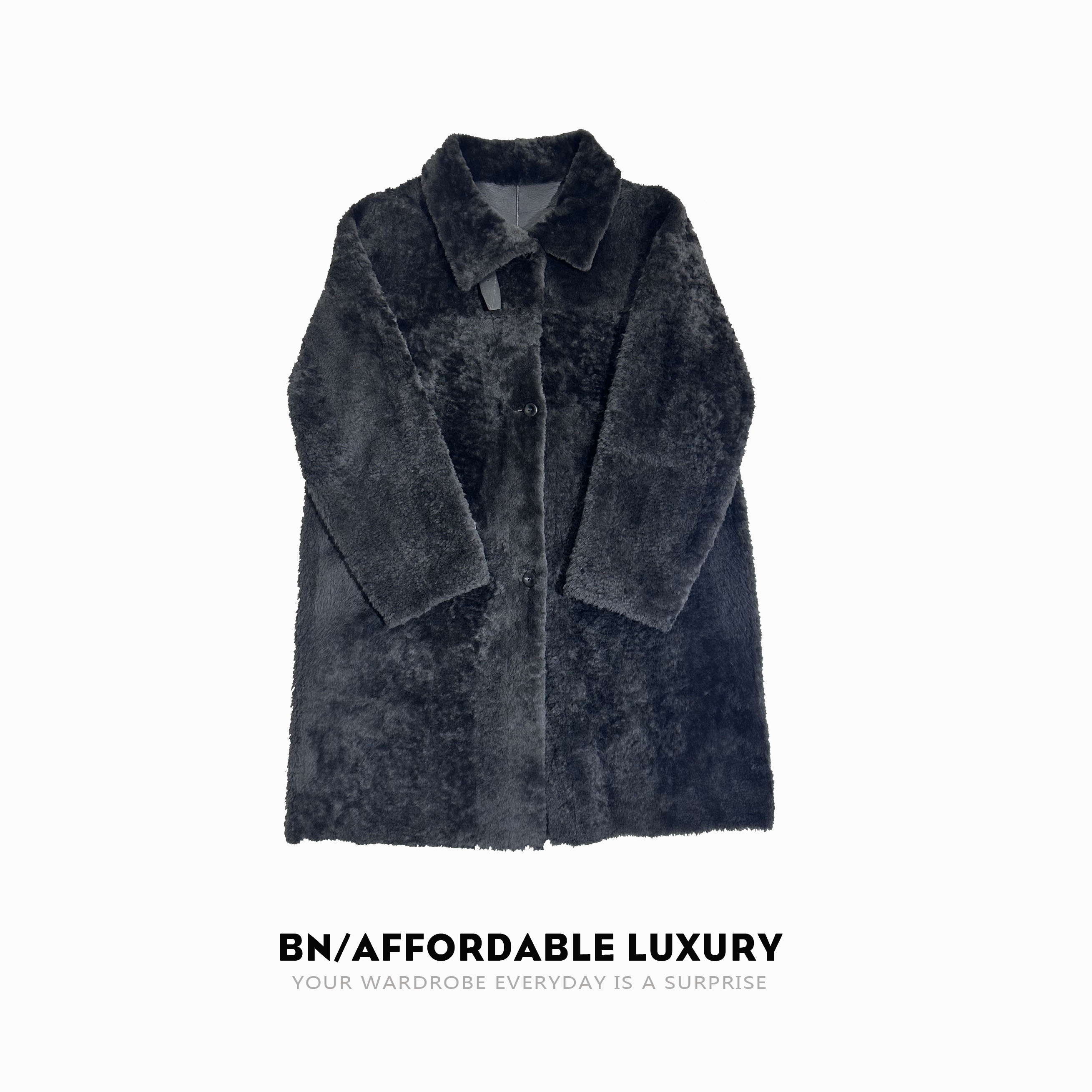 【BNcustom】法国Pyrenees进口拉贡细毛皮毛/一体秋冬休闲款长外套