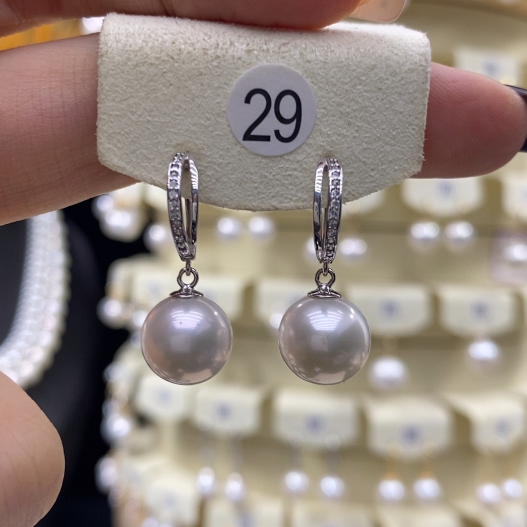 耳饰银S925镶嵌淡水珍珠