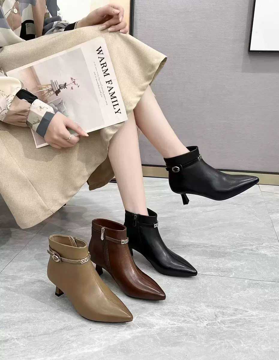 8156602新款高品质广版头层羊皮单里气质舒适短靴