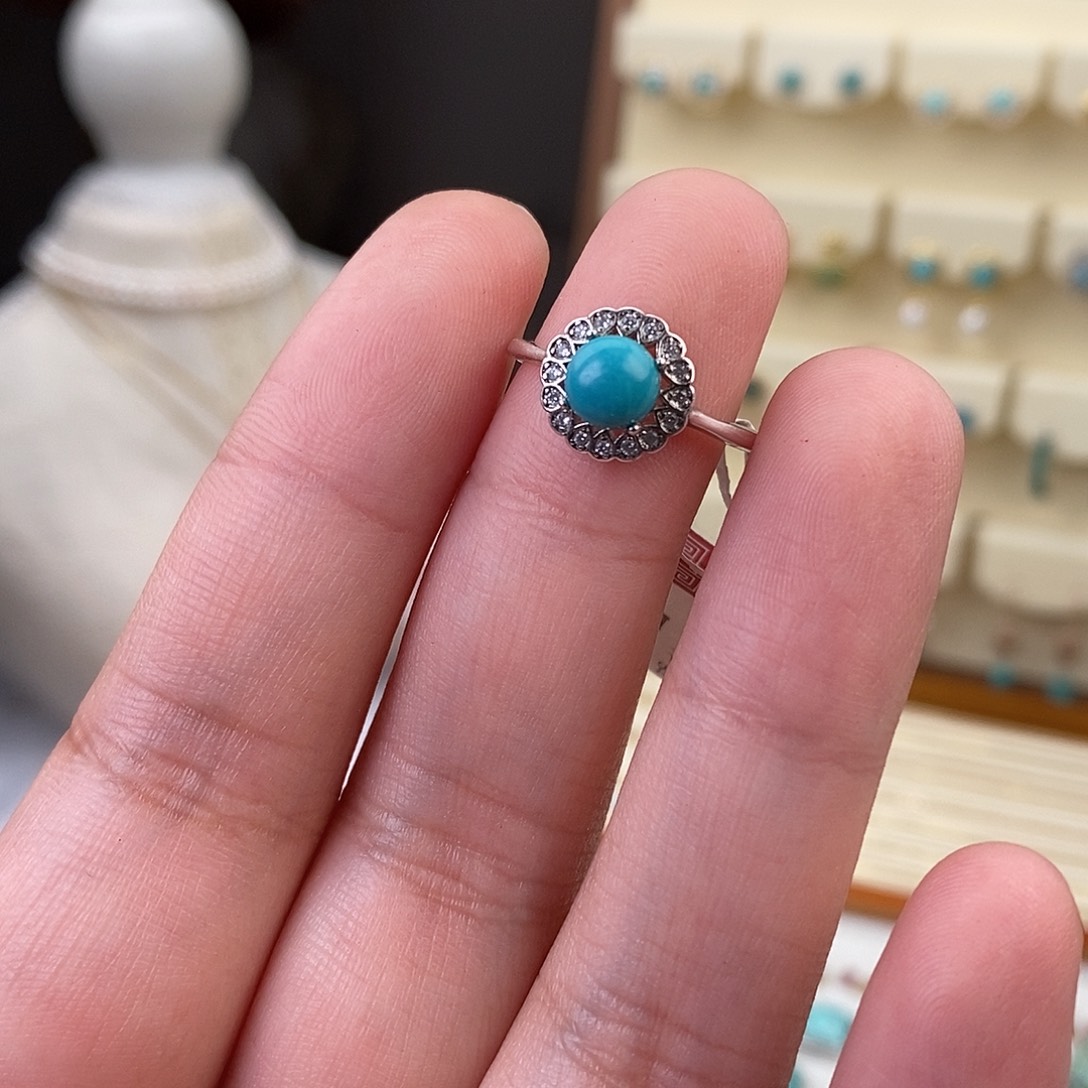 绿松石戒指银S925镶嵌