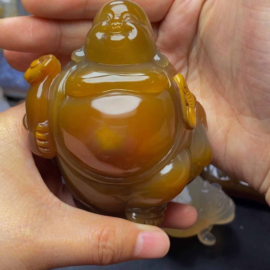 玛瑙/玉髓手把件未镶嵌凸*