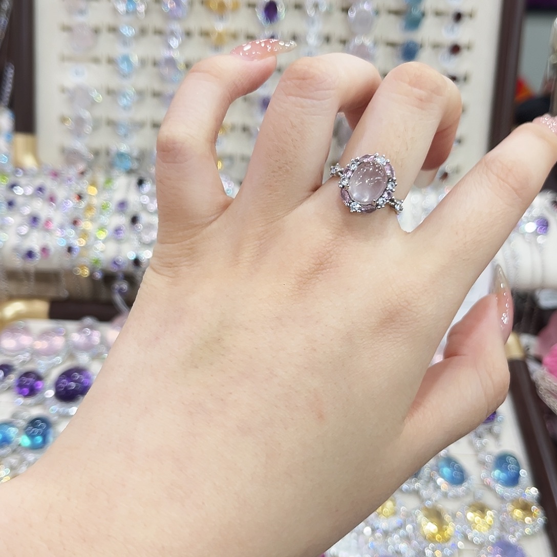 烟晶银S925镶嵌戒指