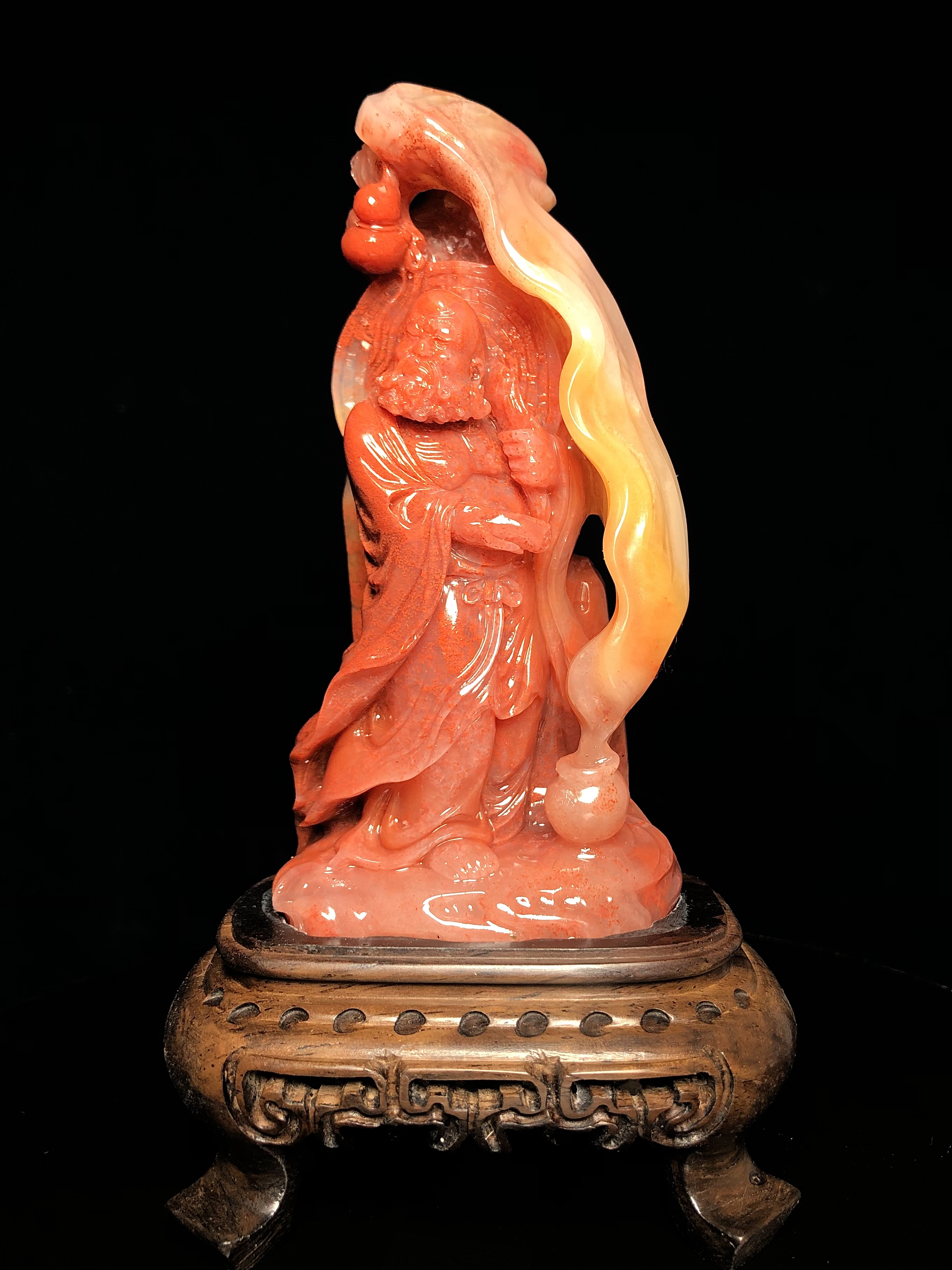 寿山水洞桃花达摩祖师悟道摆件