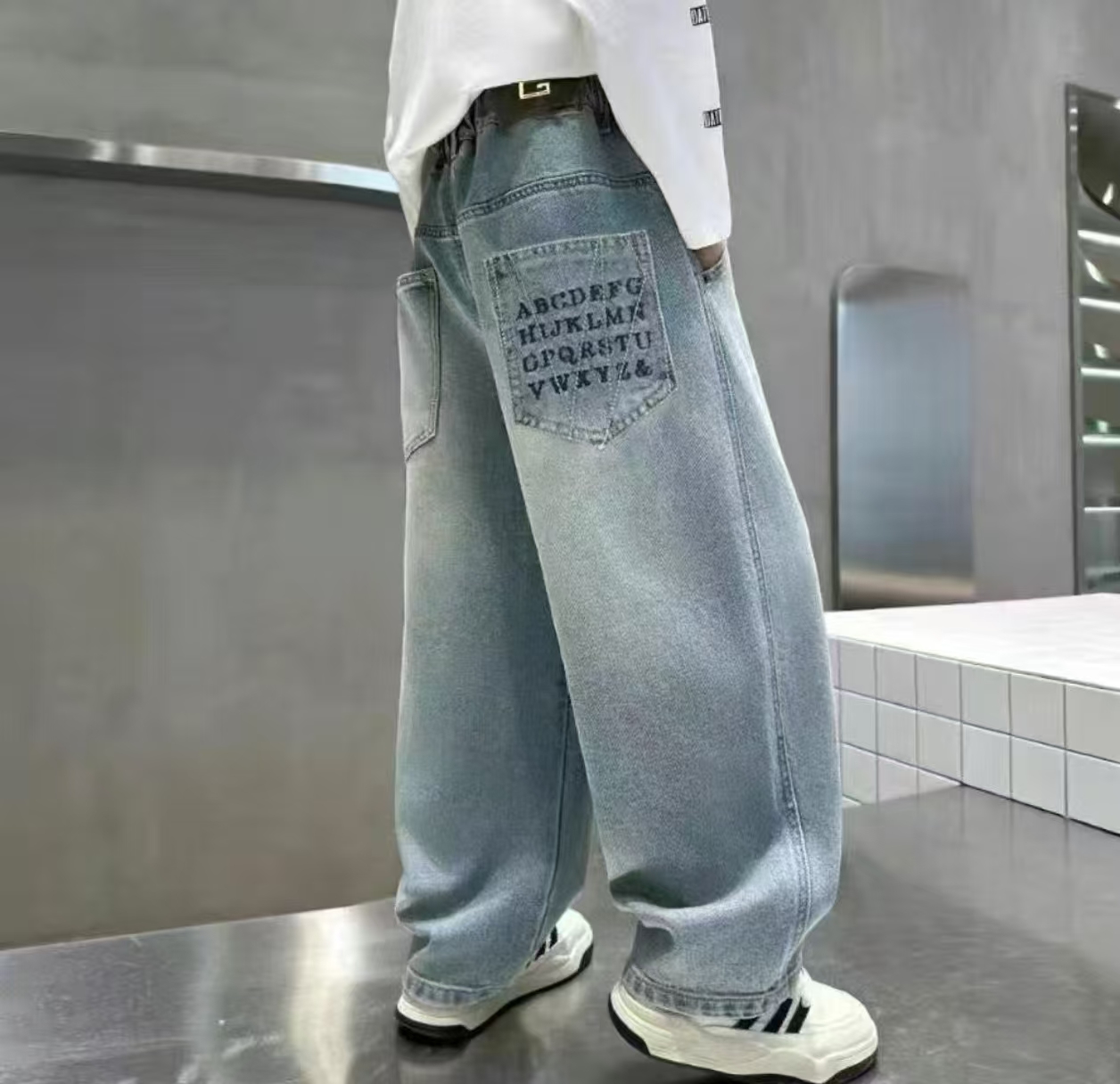 儿童牛仔裤春2025新款中大童秋季弹力男孩长裤儿童秋装裤子韩版