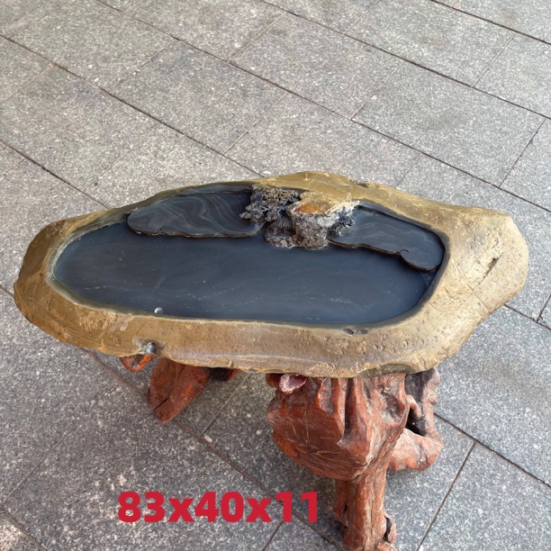 原石整块雕刻多款精雕刻宋坑端砚茶盘紫端石天然石皮手工石雕工艺