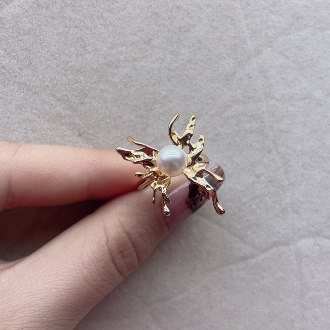 海水珍珠戒指银S925镶嵌A24