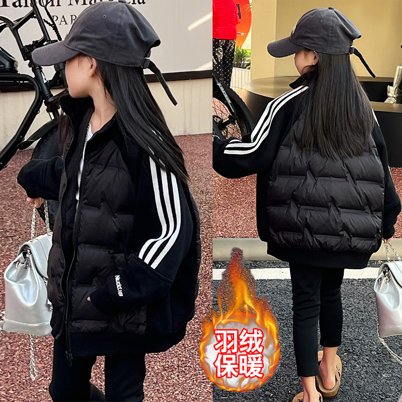 儿童羽绒衣轻薄新款冬装女童半高领保暖外套洋派冬季校服神器