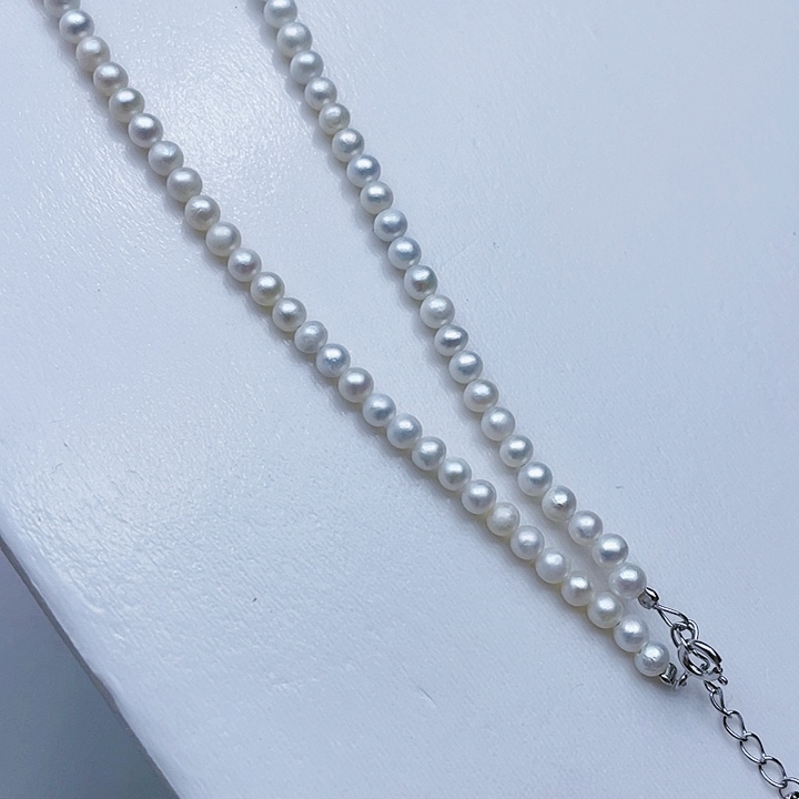 淡水珍珠颈饰银S925镶嵌卡4➕极光冷白