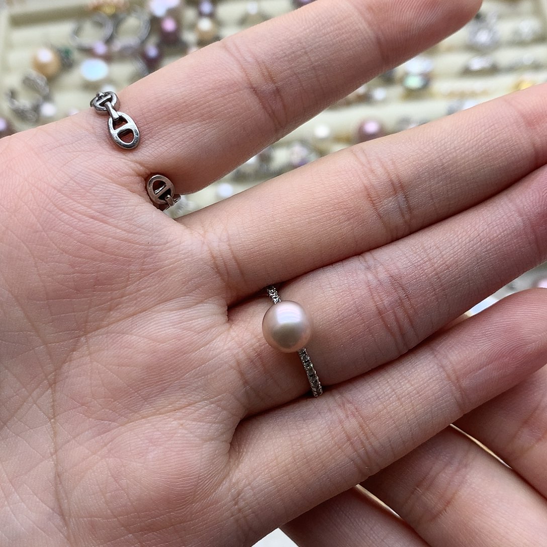 银S925镶嵌戒指淡水珍珠