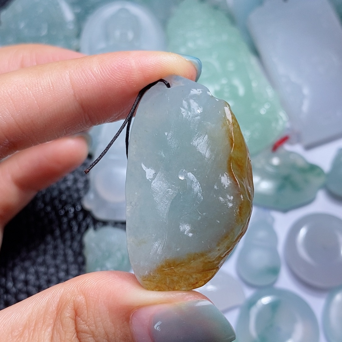定制翡翠未镶嵌毛货付款后确认抛光