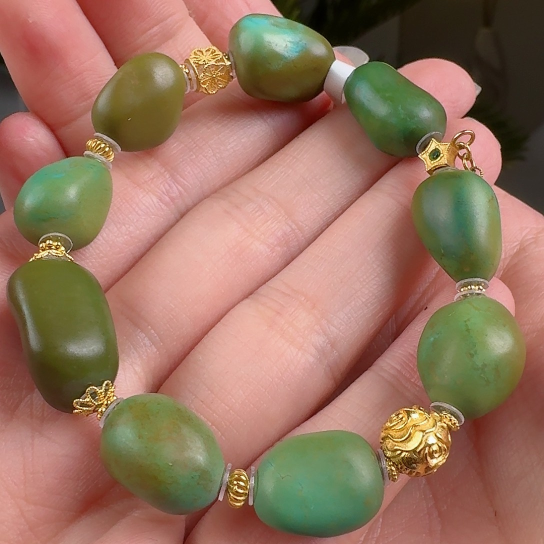 绿松石珠宝奇石18K金镶嵌