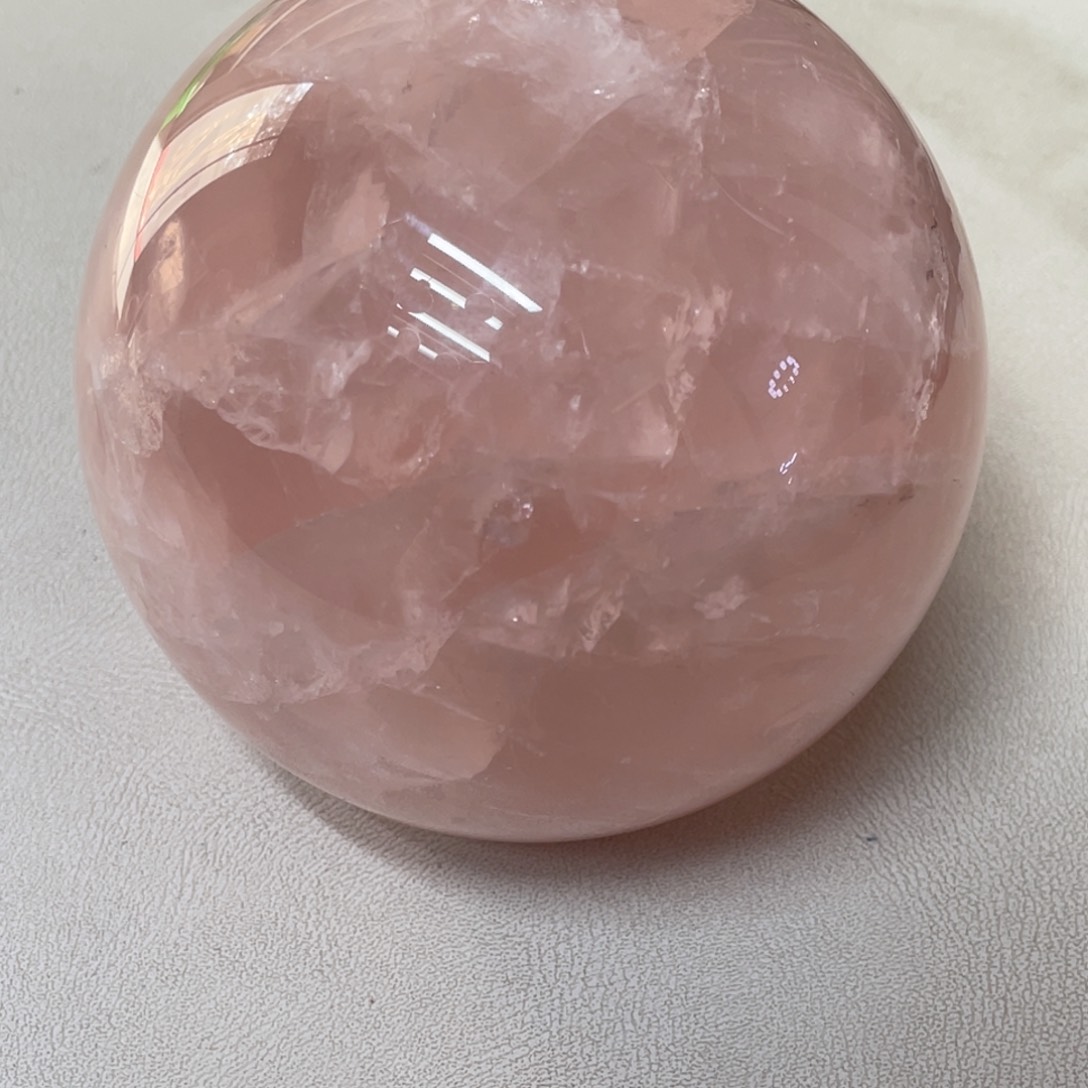 未镶嵌珠宝半成品水晶MM粉水晶球H2594