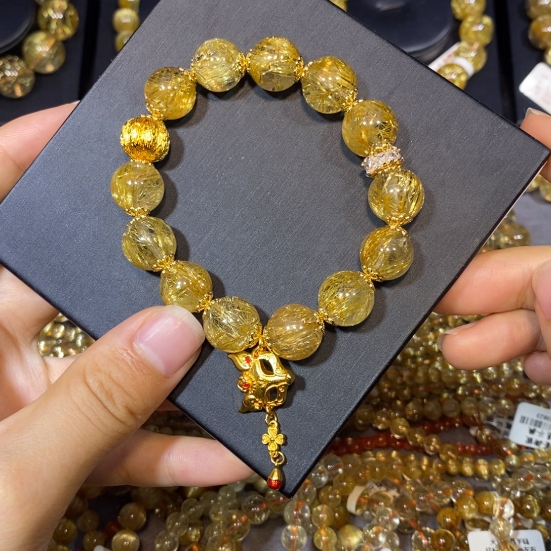 水晶手链未镶嵌设计款钛晶手链12mm 瑾