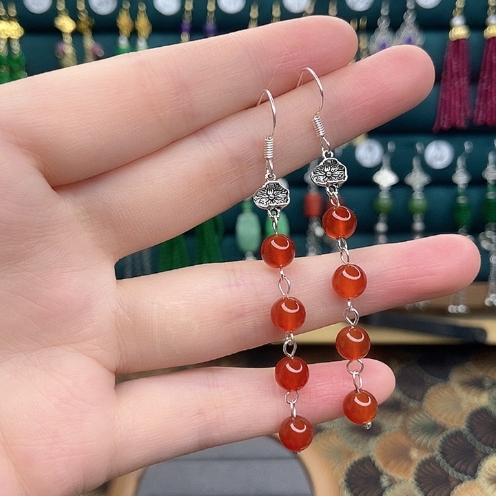 石英质玉耳钉银S925镶嵌419