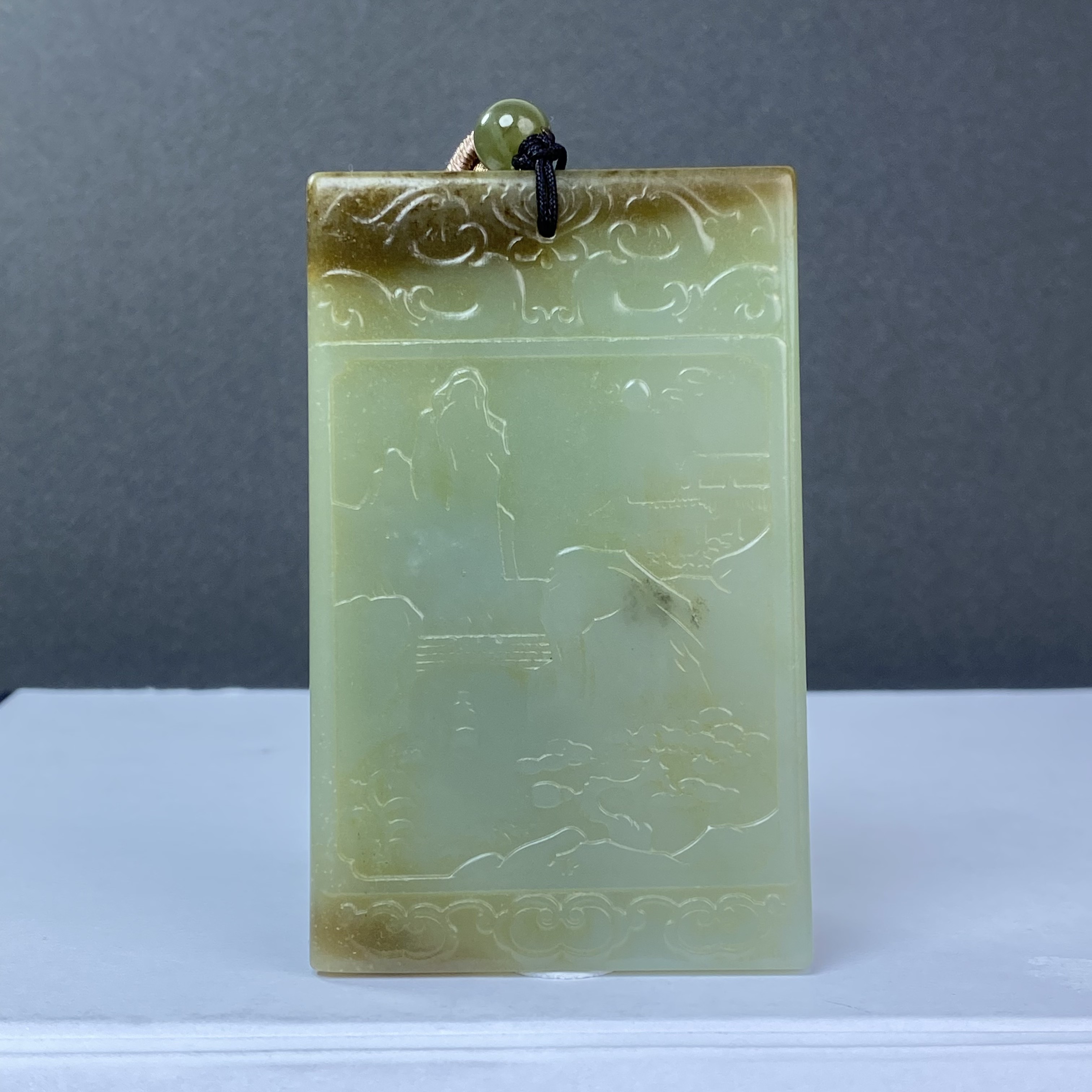 A205 和田玉 糖玉子冈山水牌