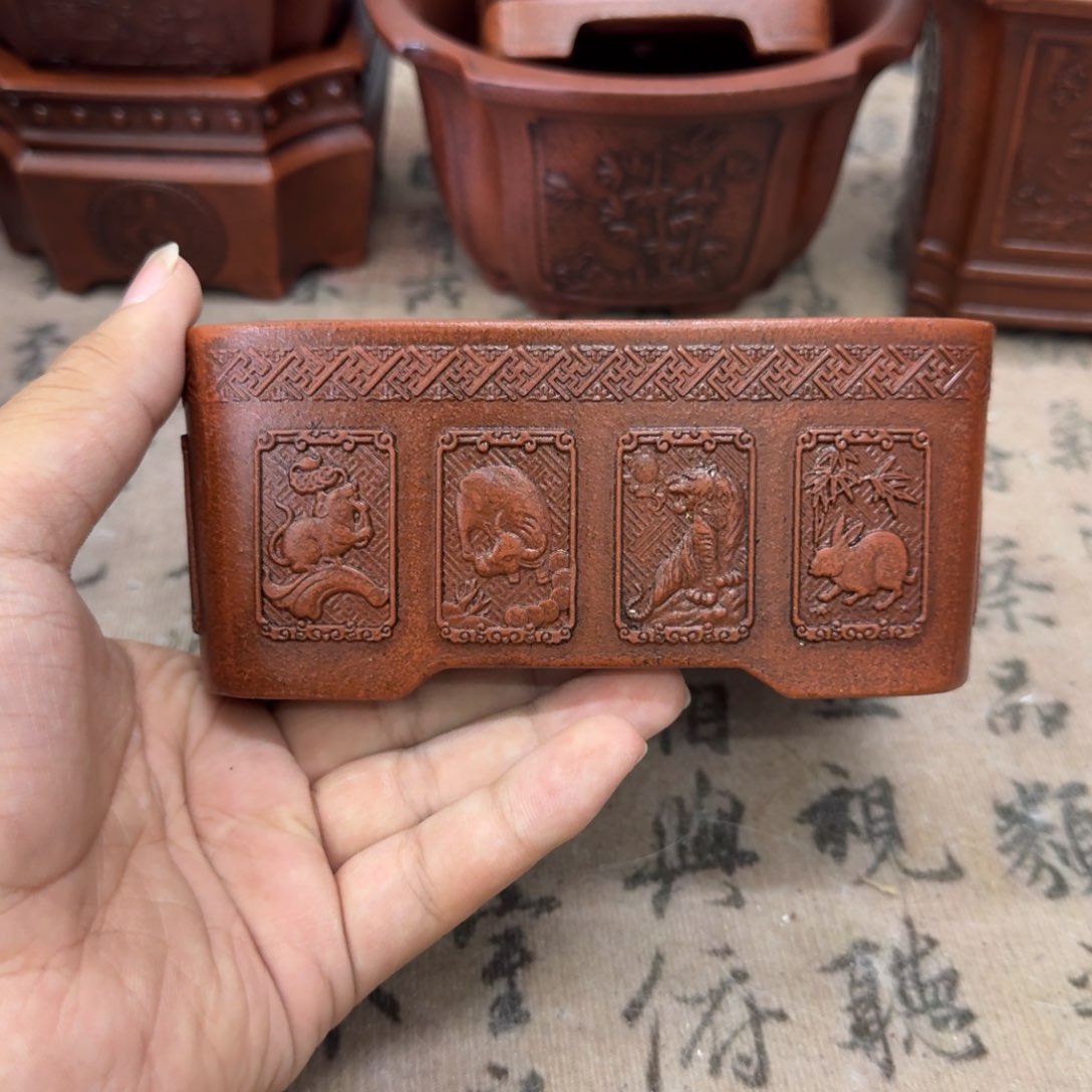 紫砂花盆13.5x9.5x5.5内经紫砂花盆