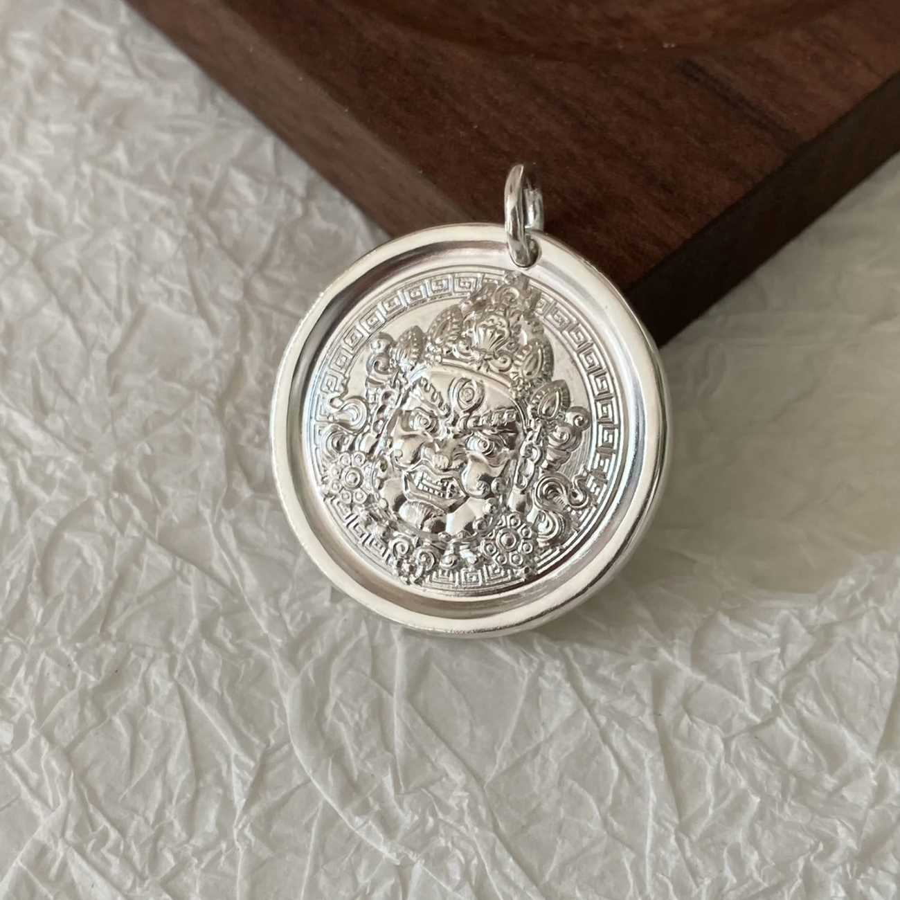 吊坠足银 足银999.9【黄财神】  实心纯银吊坠挂绳