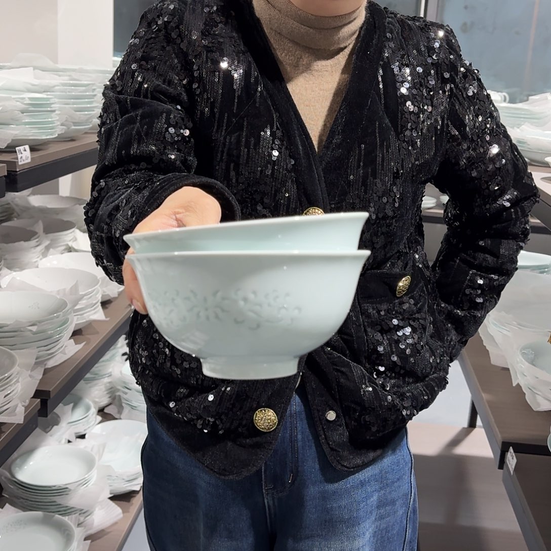 碗景德镇陶瓷玲珑面碗两个