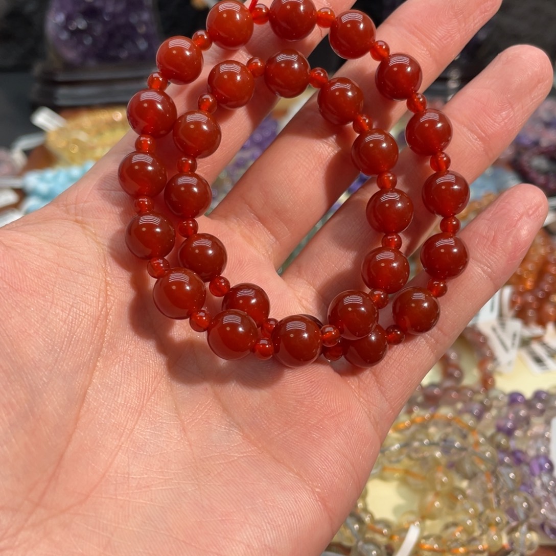 水晶手串未镶嵌红玛瑙10