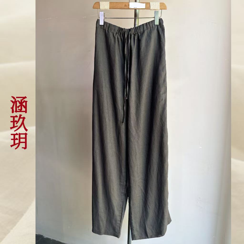 涵玖玥▪100%黄金纱雨露麻【悠闲感】三色直筒裤显瘦鲤-2557