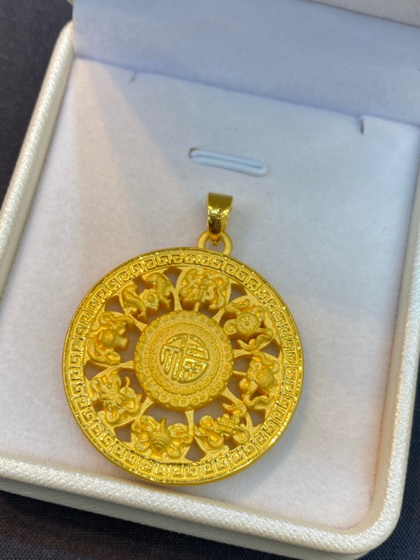 足金999罗盘吊坠➕6金珠