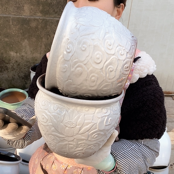 紫砂花盆瑕疵口20高20