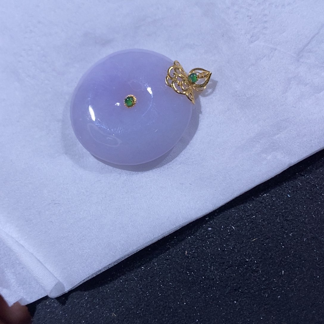 翡翠吊坠(不含链)18K金镶嵌