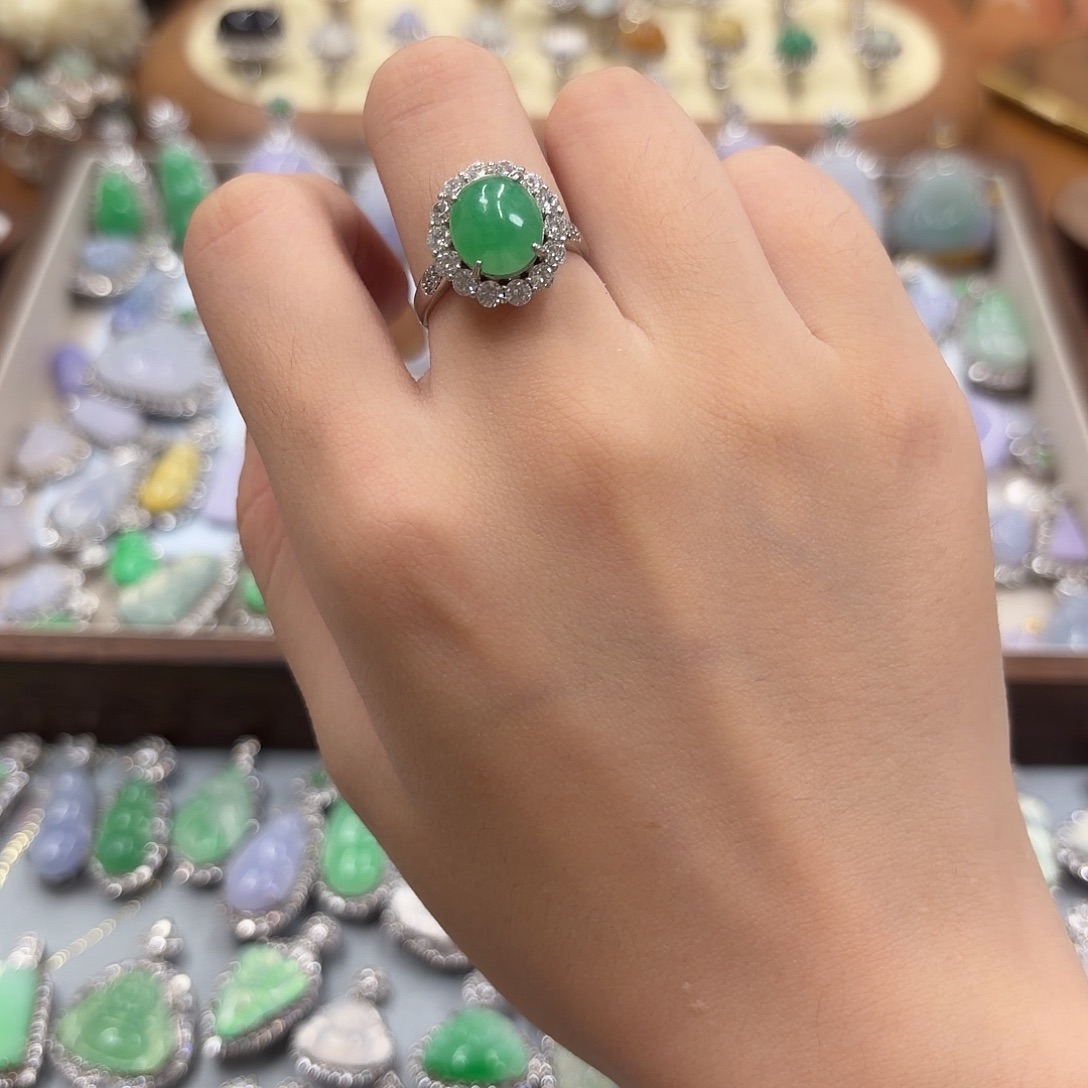 ****a翡翠银S925镶嵌戒指