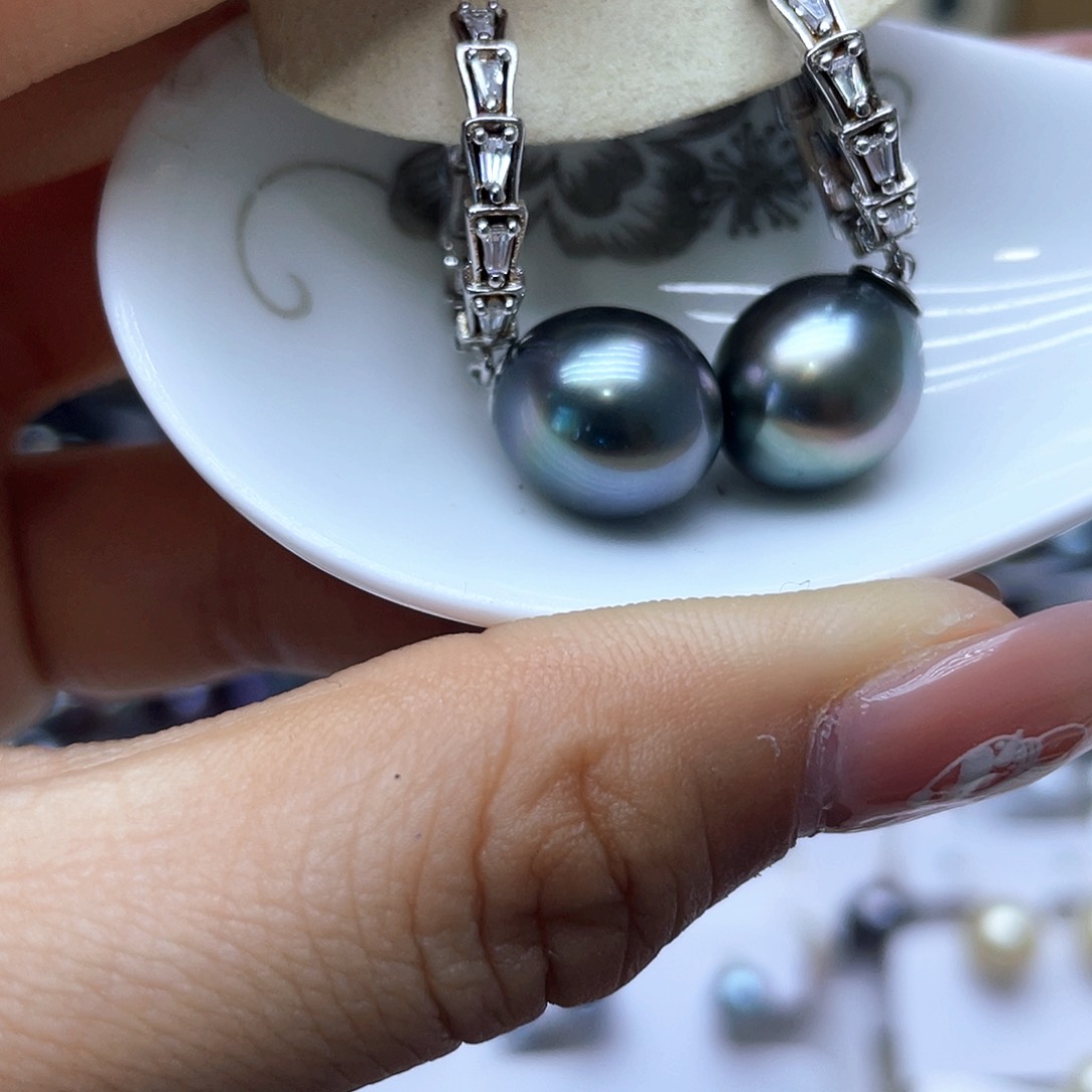 海水珍珠耳饰银S925镶嵌