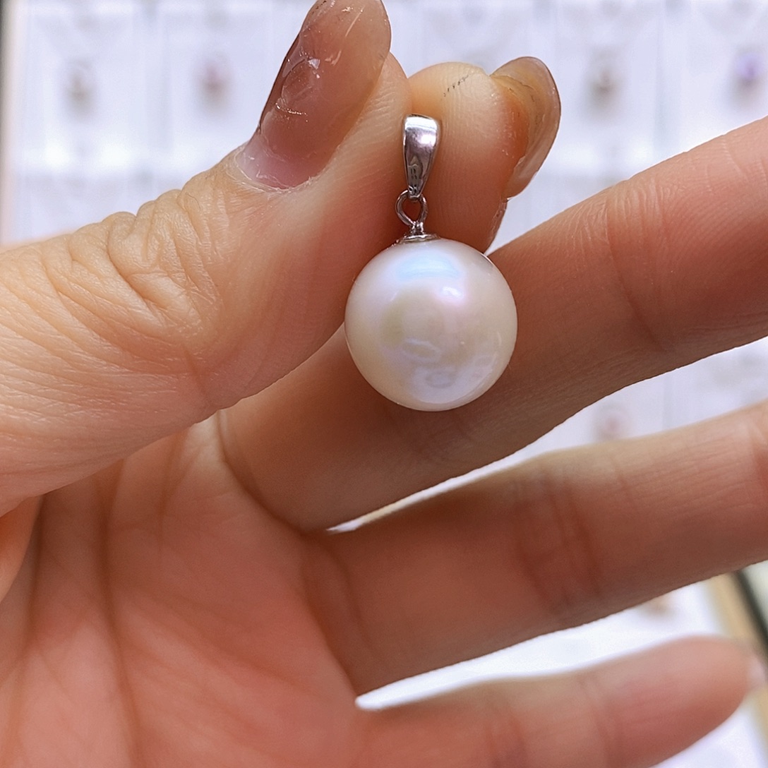 淡水珍珠吊坠(不含链)银S925镶嵌