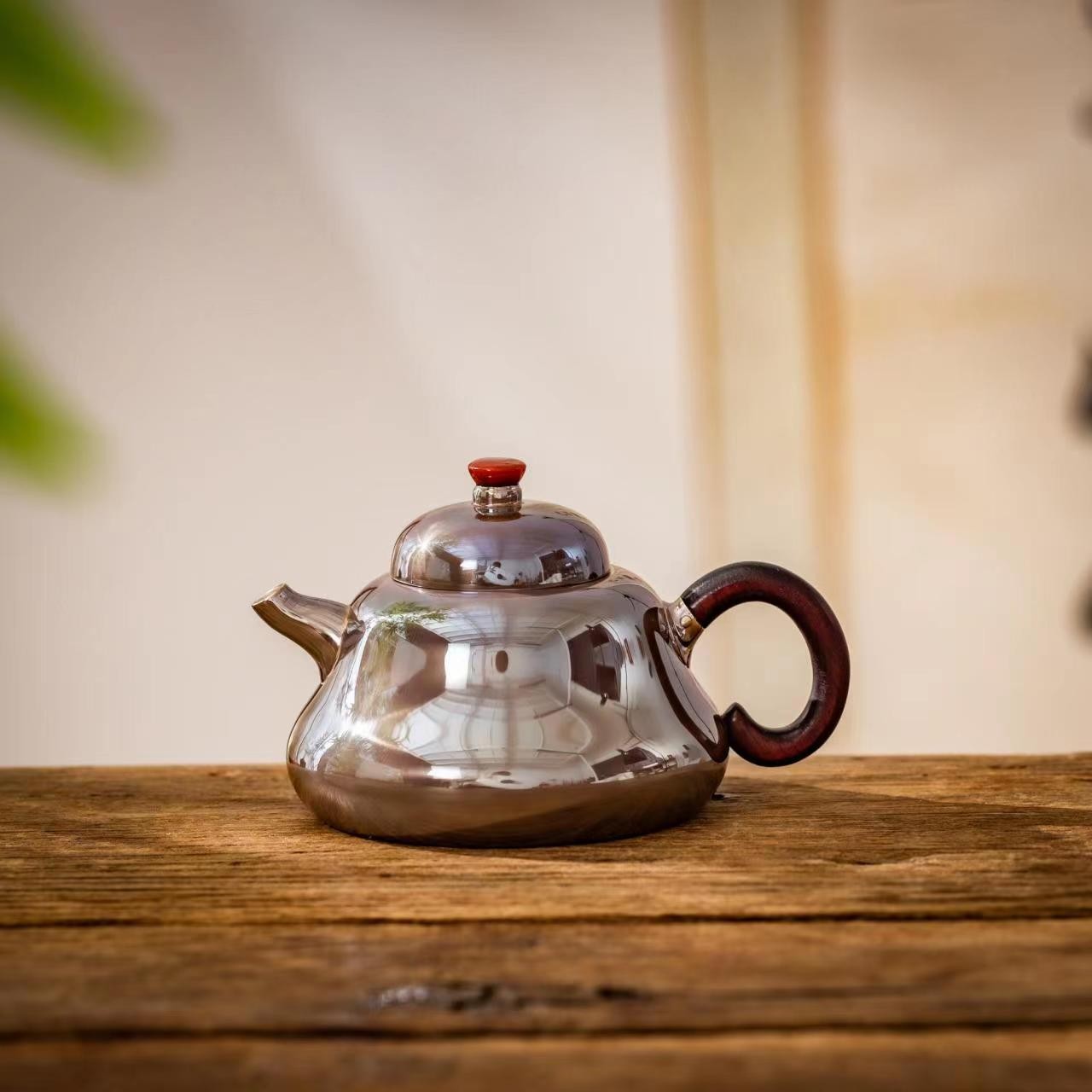 茶家紫皮手工艺品葫芦紫皮银壶泡茶壶银壶茶具CJZPA1004
