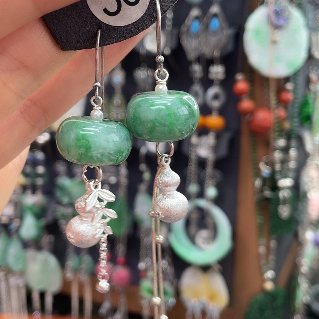 翡翠银S925镶嵌耳饰红****营354ghhggh