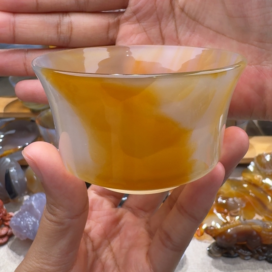 玛瑙/玉髓玛瑙茶杯100毫升未镶嵌