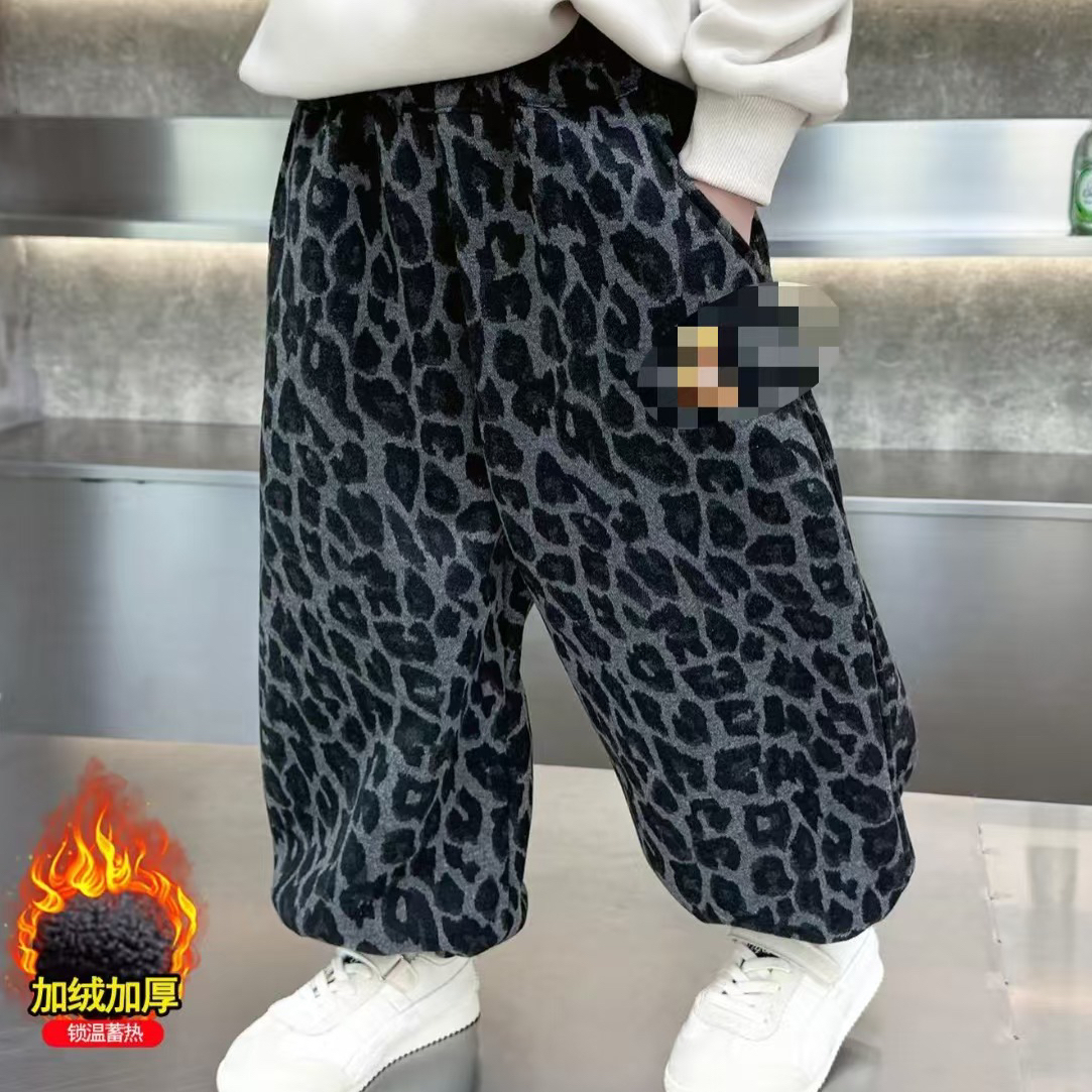 冬季男女通用豹纹休闲风套装加厚百搭儿童