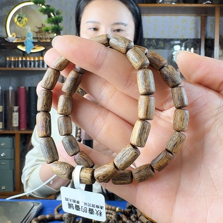 沉香手串꧁***꧂醇化老料乌身圆叶奇楠沉香桶珠2串