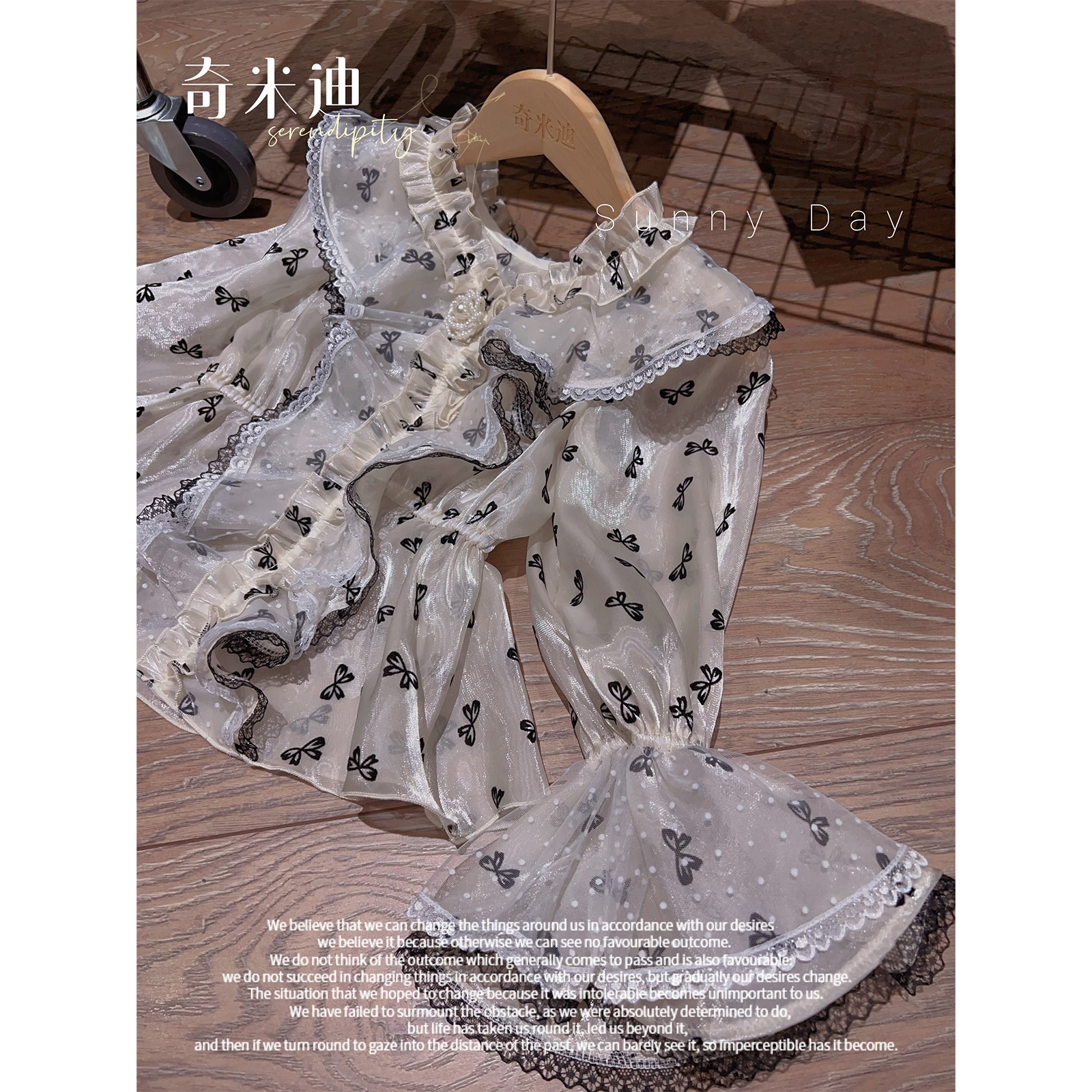 现货【浪漫蝴蝶结】奇米迪女童蕾丝花边甜美娃娃衫碎花衬衫11172