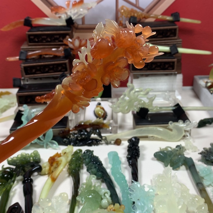 蛇纹石玉发簪未镶嵌拾*?