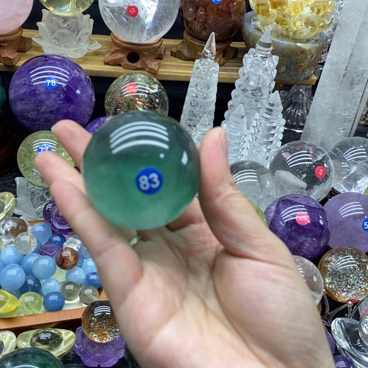 石材天然萤石球摆件