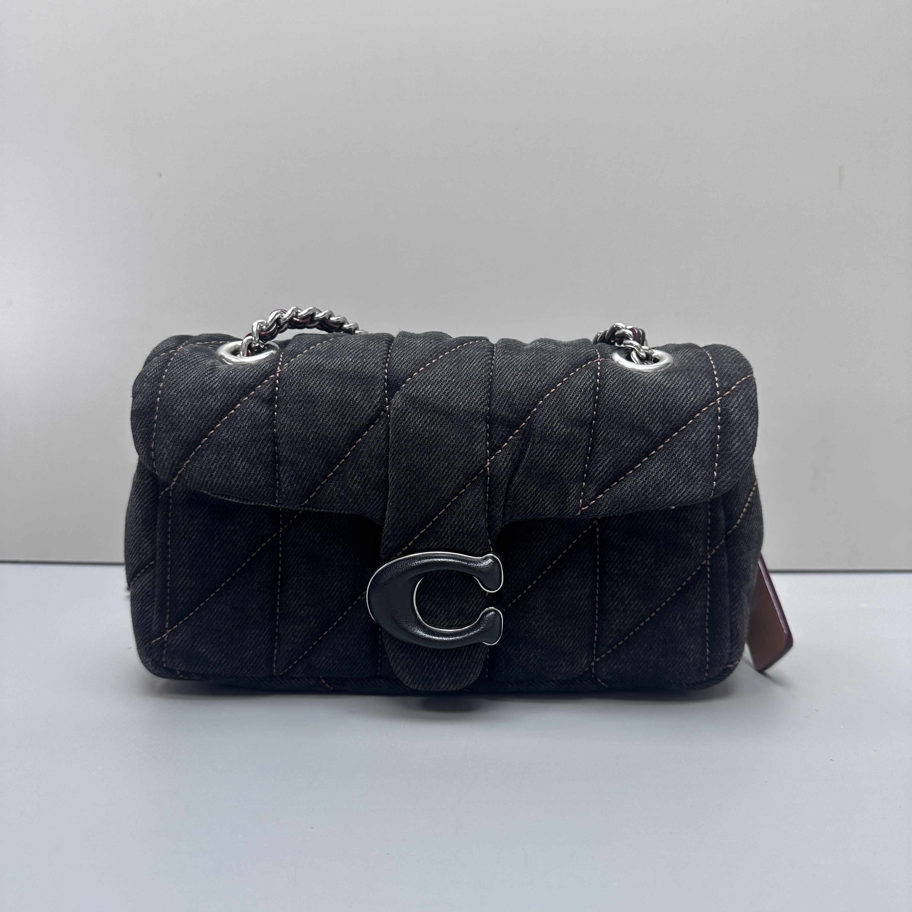 95新 COACH/蔻驰 小林/tabby20黑色牛仔链条包20*11*6cmBM082302