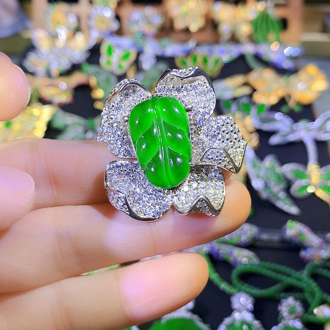 吊坠(不含链)银S925镶嵌翡翠