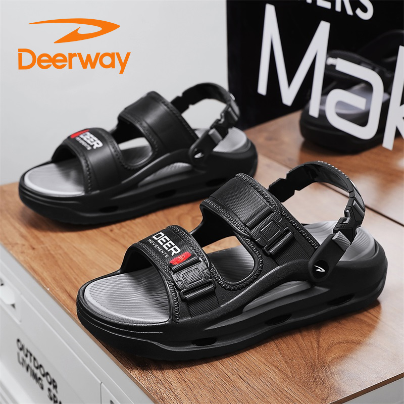 德尔惠休闲凉拖鞋男秋季新款厚底踩屎感户外沙滩鞋防滑防臭轻便