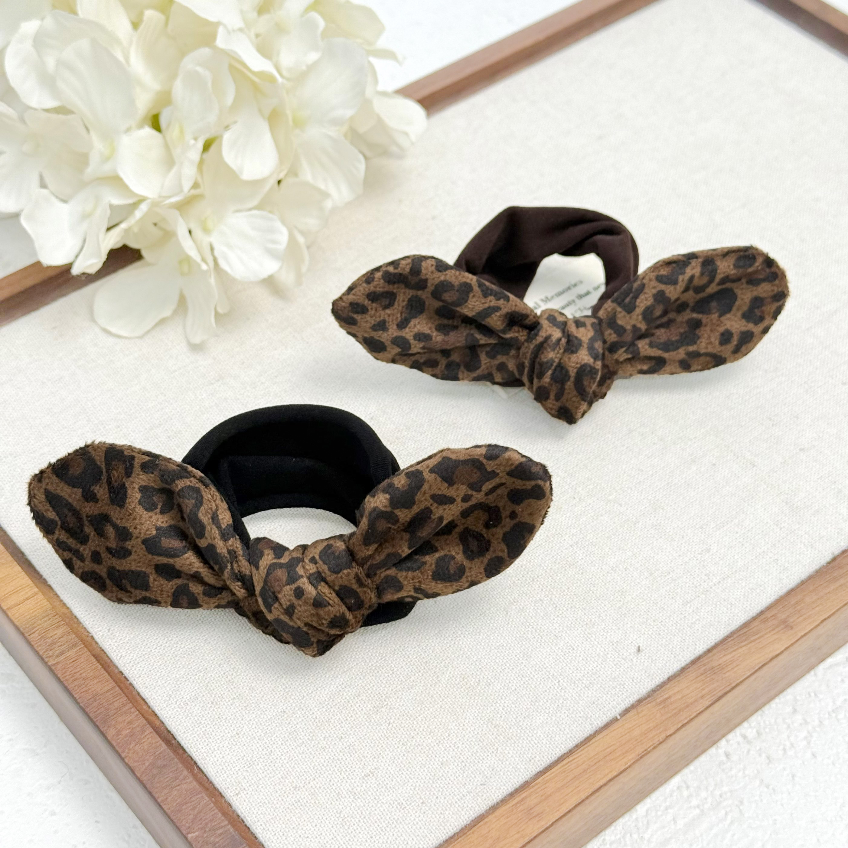 BAOSHATI/宝莎缇F-213韩版简约百搭豹纹蝴蝶结发圈