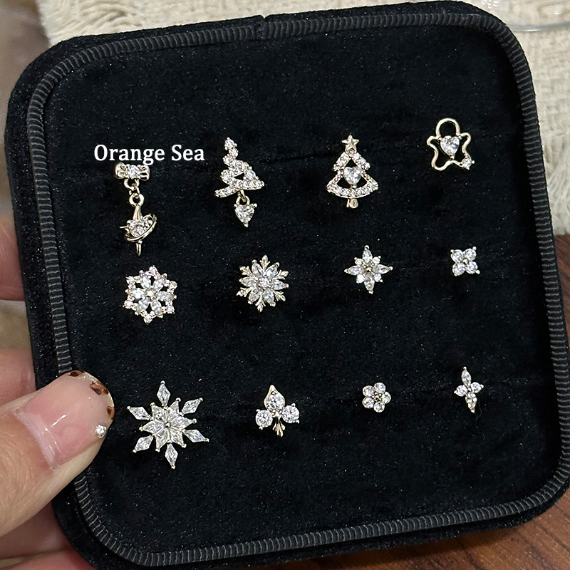 钛钢耳饰 Orange Sea咖金雪花系列耳骨钉秋冬圣诞耳饰E292