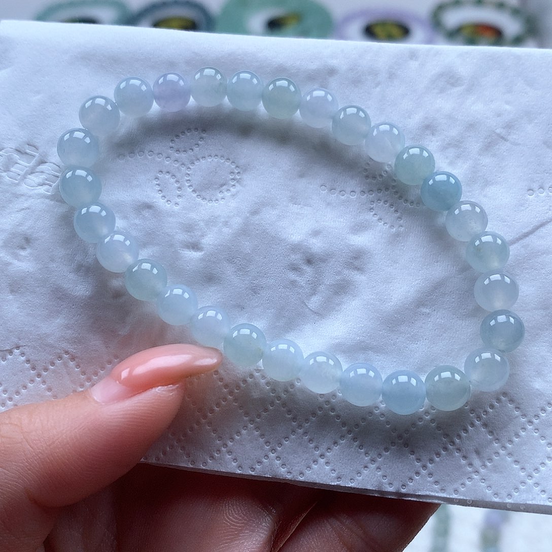 翡翠未镶嵌手串马卡龙6.3