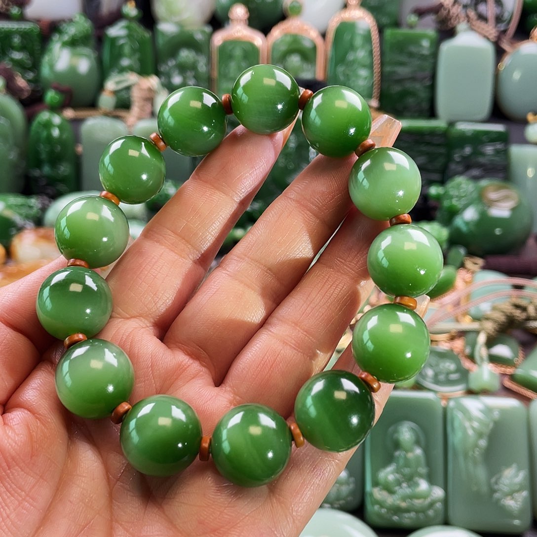 和田玉手串未镶嵌麻***萄