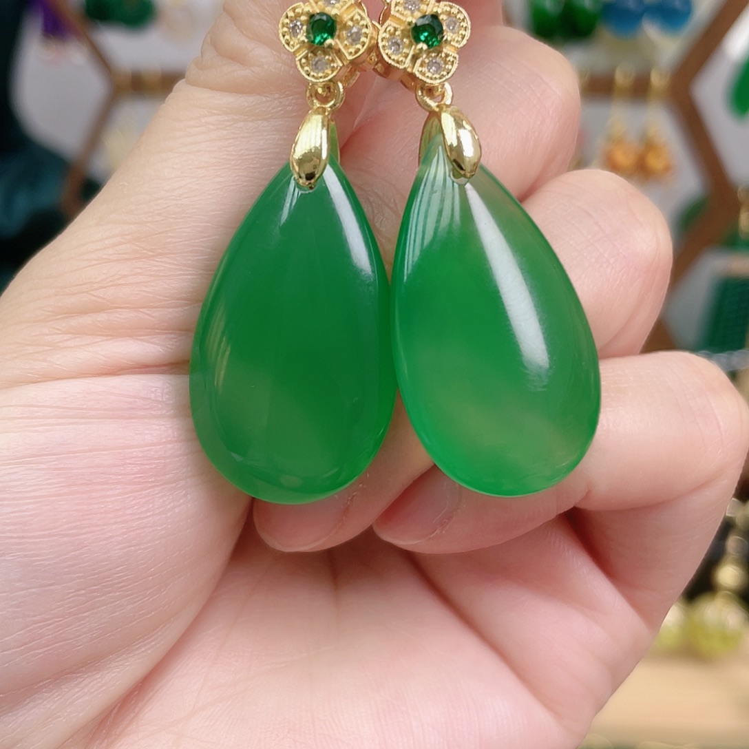 玛瑙/玉髓合金耳饰