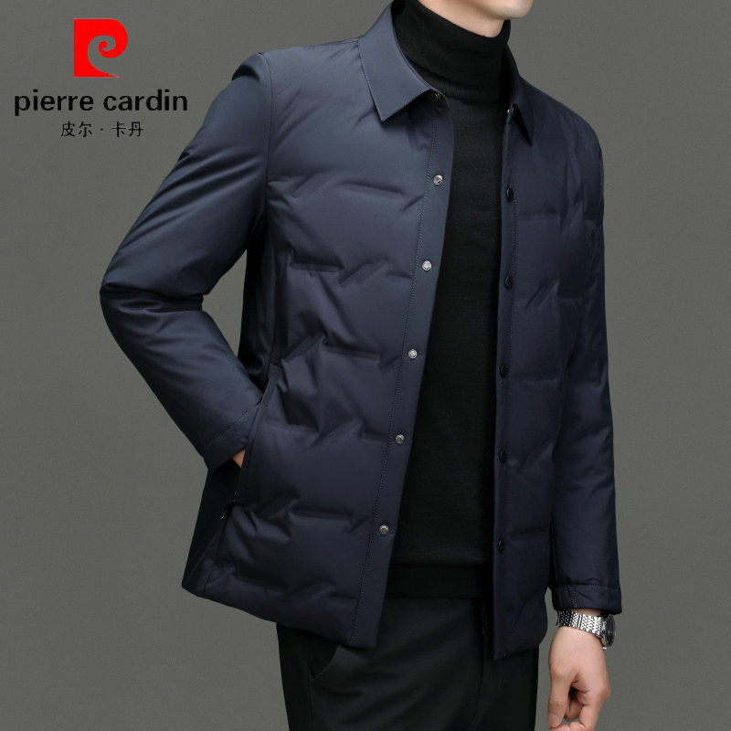 皮尔卡丹时尚潮流男士鸭绒保暖修身羽绒服秋冬季商务男装休闲夹克