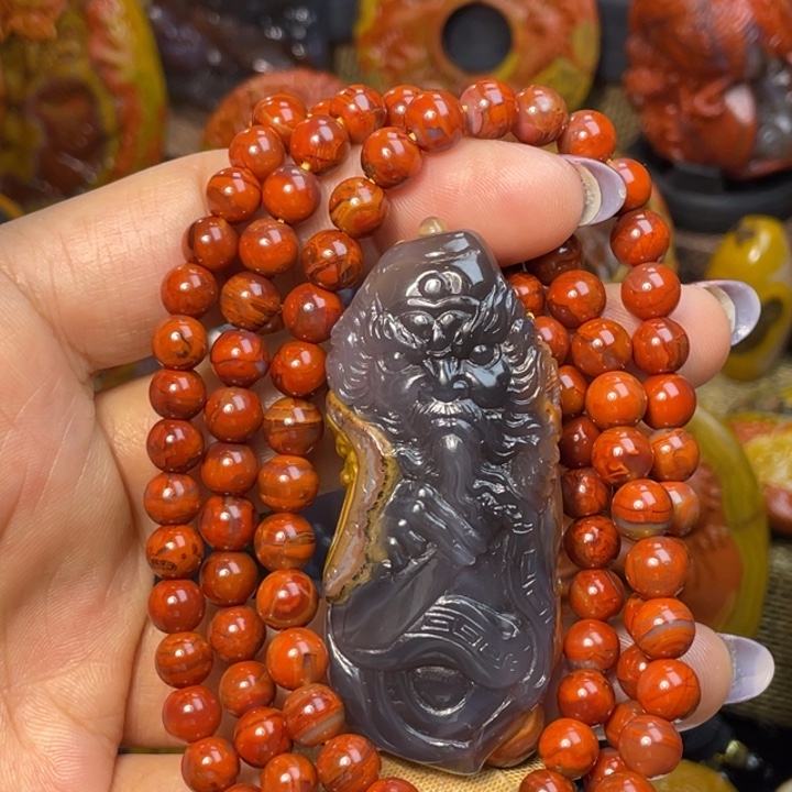 玛瑙/玉髓未镶嵌珠宝奇石北票黑钟馗4800米送108粒