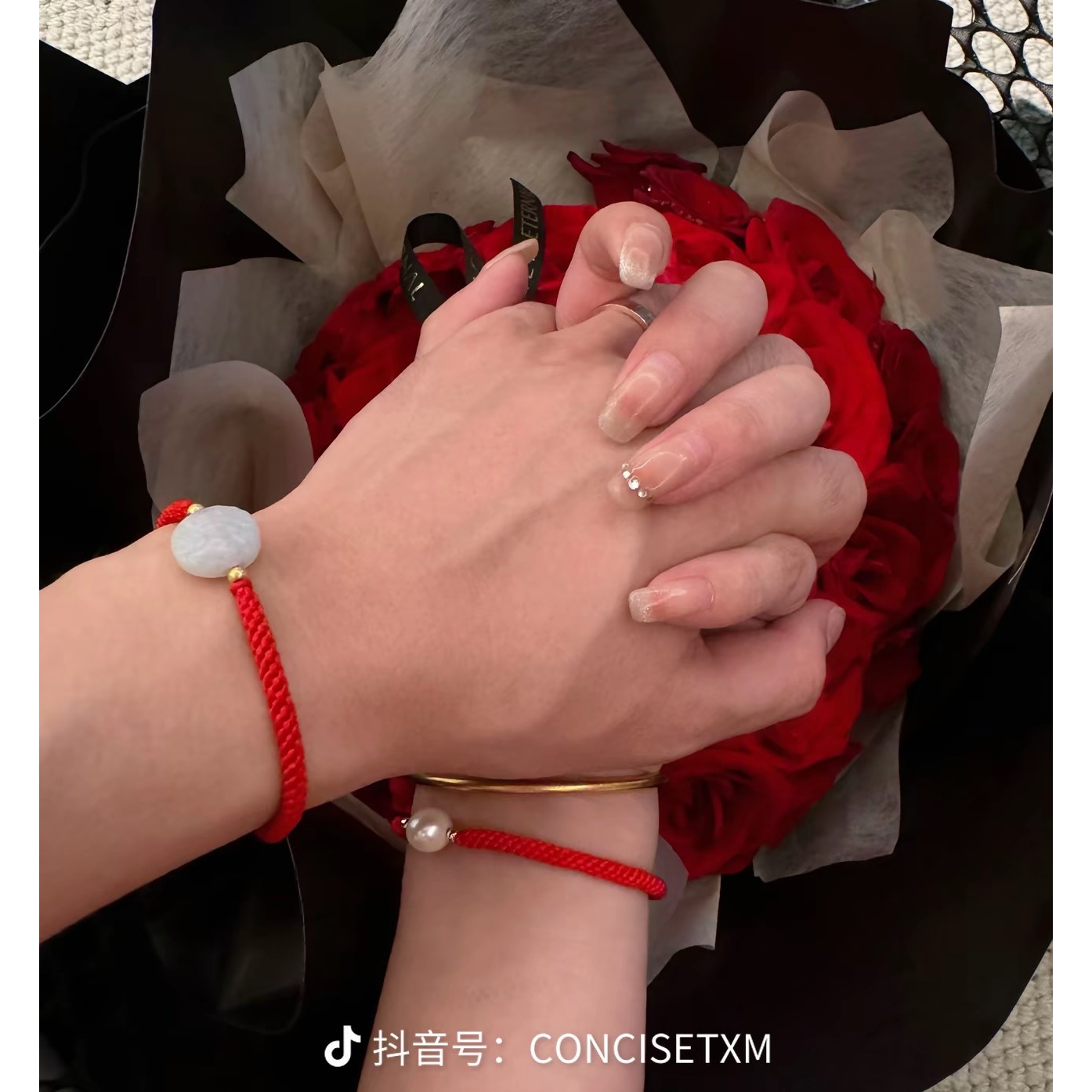 非金属仿珍珠手链 珍珠红绳手链 A1170