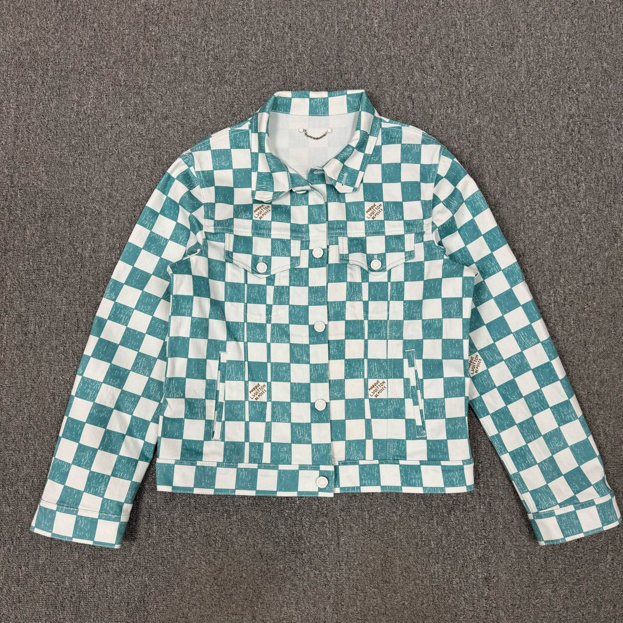 11967260 Louis Vuitton LV 白绿蜡笔棋盘格夹克 50码99新